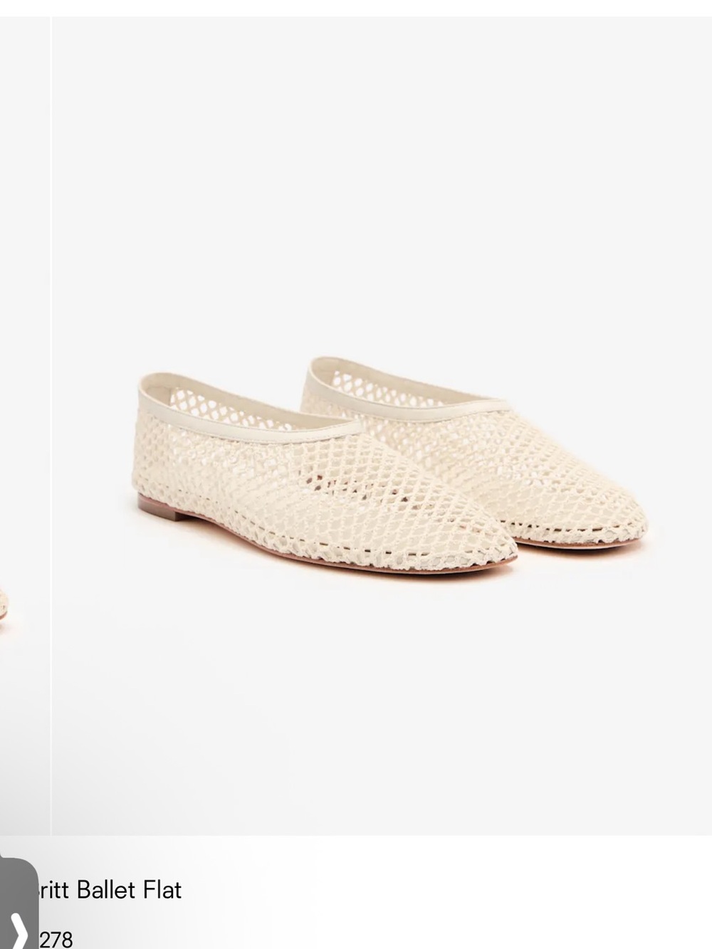 Reformation Open-Weave Ballet Flats in Cream size 9